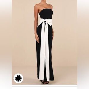 Lulus formal black and white bow dress